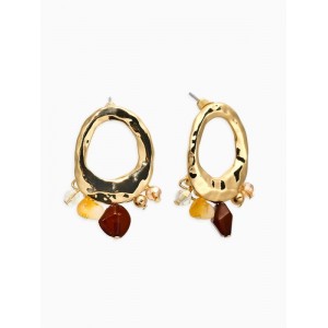 Серьги акрил «Стиль», галтовка, коричневые, цвет золотистый