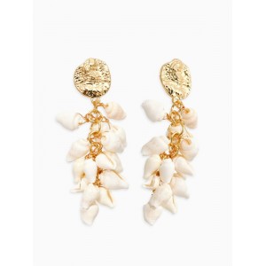 Серьги «Морской мир» ракушечки маленькие, белые, цвет золотистый