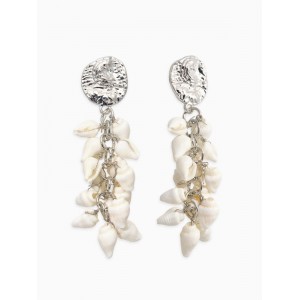 Серьги «Морской мир» ракушечки маленькие, белые, цвет серебристый