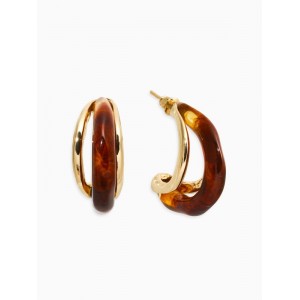 Серьги большие «Стиль. Полукольцо», акрил, коричневые, цвет золотистый