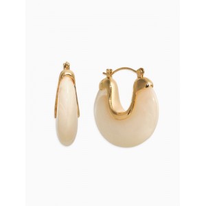 Серьги большие «Стиль. Подкова», акрил, белые, цвет золотистый