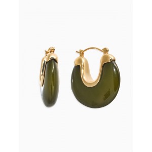 Серьги большие «Стиль. Подкова», акрил, зелёные, цвет золотистый