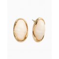 Серьги «Стиль» овал вытянутый, белые, цвет золотистый