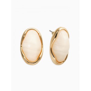 Серьги «Стиль» овал вытянутый, белые, цвет золотистый