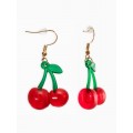 Серьги висячие «Вишня», на петельке. цветные, цвет золотистый