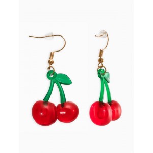 Серьги висячие «Вишня», на петельке. цветные, цвет золотистый