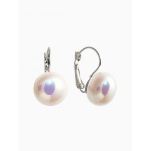 Серьги пластик «Майорика» круг, белые, цвет серебристый