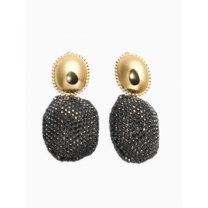 Серьги «Сияние вечера. Двойной овал», серые, цвет золотистый