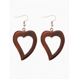 Серьги «Сердце», дерево соно