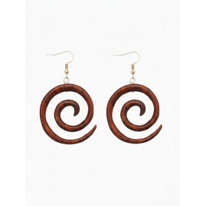 Серьги «Спираль», дерево соно