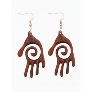 Серьги «Ладонь со спиралью», дерево соно