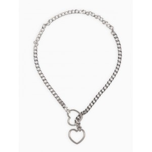 Цепочка на шею два сердца, затяжка, цвет серебро