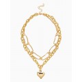 Цепь многослойная «Железное сердце», 2 яруса, L=32 и 40 см, цвет золото