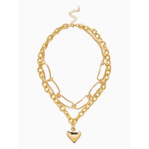 Цепь многослойная «Железное сердце», 2 яруса, L=32 и 40 см, цвет золото