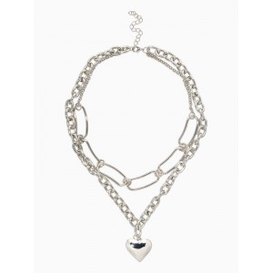Цепь многослойная «Железное сердце», 2 яруса, L=32 и 40 см, цвет серебро