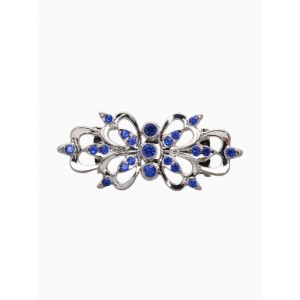 Зажим для кардигана «Ажур. Цветы», синий, цвет серебристый