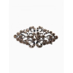 Зажим для кардигана «Ажур. Бутоны», светло-серый в черненом серебре Зажим для кардигана «Ажур. Бутоны», светло-серый в черненом серебре