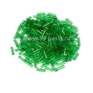 Стеклярус гладкий 7 мм Чехия Preciosa прозрачный зелёный 50100 упаковка 10 грамм