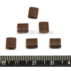 Бусины металлизированные "Плетёнка"  6*7*2,5 мм. старая медь 20 шт/уп