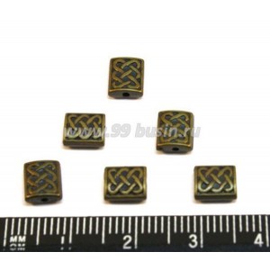 Бусины металлизированные "Плетёнка"  6*7*2,5 мм. винтажная бронза 20 шт/уп