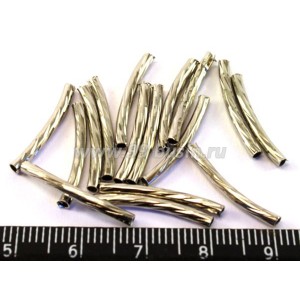 Трубочки металл 20*2 мм малая дуга с насечкой цвет никель 16 шт/уп