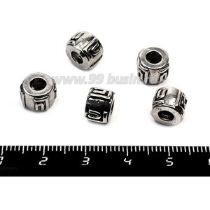 Бусина металлическая Символ, 8*6 мм, внутреннее отверстие 4 мм, цвет серебро, 5 штук/упаковка