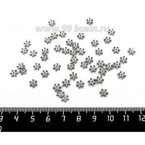Разделитель Снежинка 6*2 мм, цвет старое серебро 50 штук/упаковка Разделитель Снежинка 6*2 мм, цвет старое серебро 50 штук/упаковка