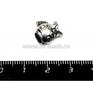 Бусина металлическая Рыбка удивленная, 11*12 мм, внутреннее отверстие 5 мм, цвет старое серебро, 1 штука