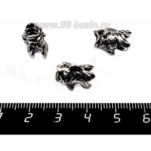 Бусина металлическая Рыбка, 11*15 мм, внутреннее отверстие 4 мм, цвет старое серебро, 1 штука Бусина металлическая Рыбка, 11*15 мм, внутреннее отверстие 4 мм, цвет старое серебро, 1 штука