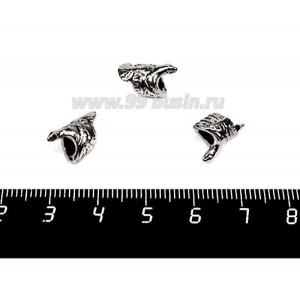Бусина металл. Птичка 13*8 мм, внутреннее отверстие - 4 мм, цвет старое серебро 1 штука