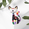 Брошь "Кошка" расписная, цветная, цвет золотистый