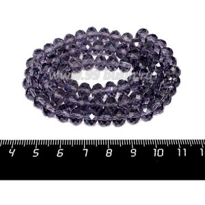 Бусина стеклянная на нитке мелкая грань 8*6 мм цвет светло-фиолетовый около 40 см/нить