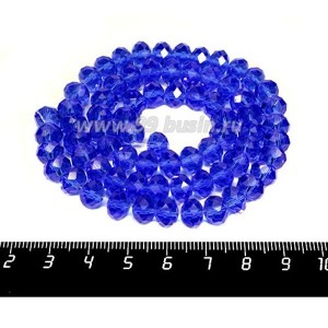 Бусина стеклянная на нитке мелкая грань 8*6 мм цвет индиго около 40 см/нить