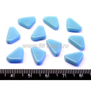 Бусина стеклянная Треугольная плоская 12*8,5*3 мм  голубая непрозрачная 10 шт/упак ЧЕХИЯ