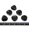 Бусина стеклянная Лепесток выпуклый 13*14*4 мм черный непрозрачный 6 шт/упак ЧЕХИЯ
