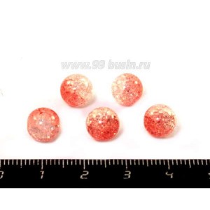 Бусина "битое стекло" круглая 8 мм, цвет персиковый/прозрачный 5 шт/уп