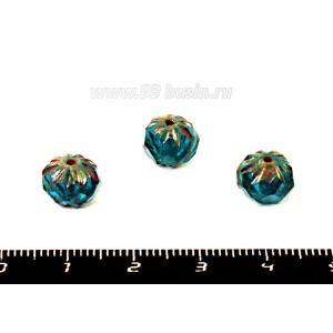 Бусина стеклянная рондель Picasso ЧЕХИЯ 7*10 мм,цвет изумрудный 3 штуки/упаковка