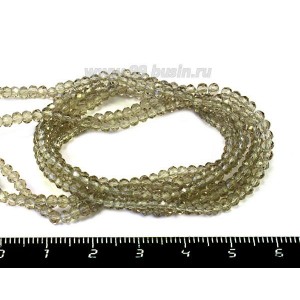 Бусины хрустальные на нити форма Рондель 3*2 мм цвет серый 45 см нить /200 бусин