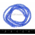 Бусины хрустальные на нити форма Рондель 3*2 мм светло-синий прозрачный около 42 см нить /200 бусин