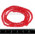 Бусины хрустальные на нити форма Рондель 3*2 мм красный НЕпрозрачный около 42 см нить /180 бусин