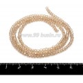 Бусины хрустальные на нити форма Рондель 3*2 мм бежевые прозрачные 43 см нить/около 200 бусин