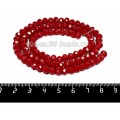 Бусина хрустальная на нити 6*4 мм, цвет непрозрачный красный, около 100 штук/нить