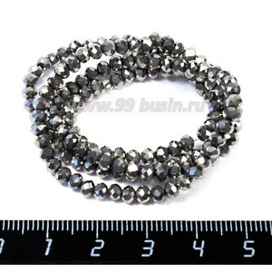 Бусины хрустальные на нити форма Рондель 3*2 мм цвет серебристый, около 42 см нить /175 бусин Бусины хрустальные на нити форма Рондель 3*2 мм цвет серебристый, около 42 см нить /175 бусин