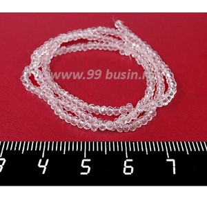 Бусины хрустальные на нити форма Рондель 2,5*1,8 мм бесцветный прозрачный, около 31 см нить/180 бусин