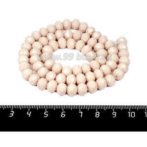 Бусина стеклянная на нитке мелкая грань 8*6 мм цвет экрю около 40 см/нить