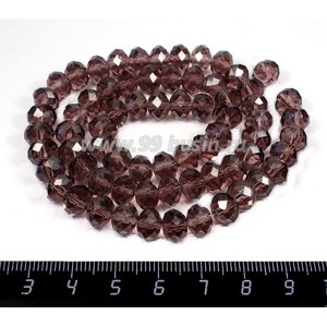 Бусина стеклянная на нитке мелкая грань 8*6 мм цвет аметист около 40 см/нить