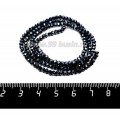 Бусины хрустальные на нити форма Рондель 3*2 мм, цвет черный/перламутр 44 см нить/около 180 бусин