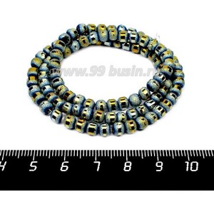 Бусины стеклянные на нити Метеориты 5*4 мм, шероховатые/гладкая полоска, цвет зеленовато-голубой, около 40 см нить/100 бусин Бусины стеклянные на нити Метеориты 5*4 мм, шероховатые/гладкая полоска, цвет зеленовато-голубой, около 40 см нить/100 бусин