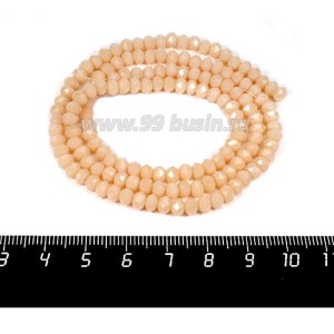 Бусины хрустальные на нити форма Рондель 4,5*3 мм цвет карамельный полупрозрачный, 48 см нить/около 140 бусин