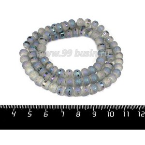 Бусины стеклянные на нити Метеориты 7*5 мм, шероховатые/гладкая полоска, цвет туманное утро, около 54 см нить/100 бусин Бусины стеклянные на нити Метеориты 7*5 мм, шероховатые/гладкая полоска, цвет туманное утро, около 54 см нить/100 бусин